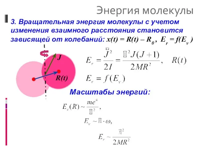 Энергия молекулы 3. Вращательная энергия молекулы с учетом изменения взаимного расстояния