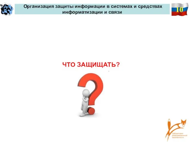 10 Организация защиты информации в системах и средствах информатизации и связи ЧТО ЗАЩИЩАТЬ?