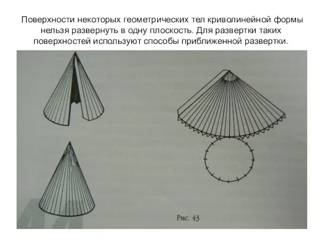 Поверхности некоторых геометрических тел криволинейной формы нельзя развернуть в одну плоскость.