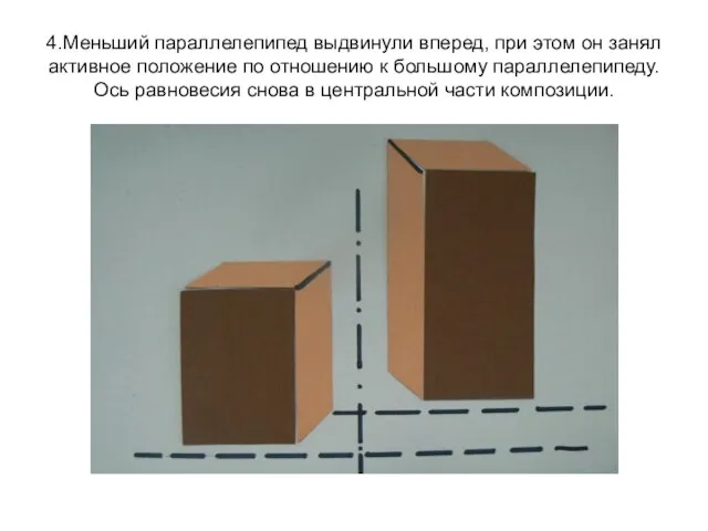 4.Меньший параллелепипед выдвинули вперед, при этом он занял активное положение по