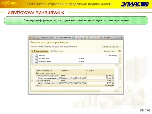 / 90 1С:Риэлтор. Управление продажами недвижимости УПРАВЛЕНИЕ РАСХОДАМИ