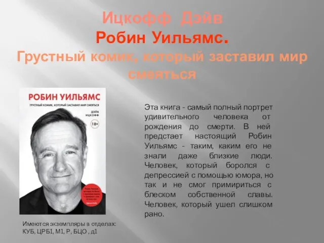 Ицкофф Дэйв Робин Уильямс. Грустный комик, который заставил мир смеяться Имеются