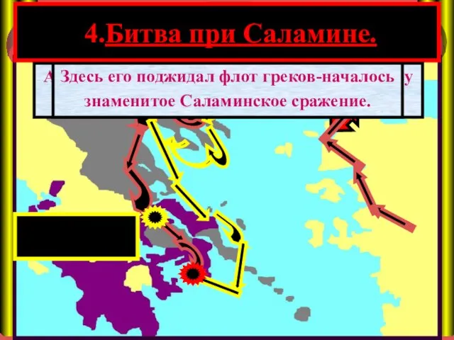 4.Битва при Саламине. А в это время флот персов подошел к