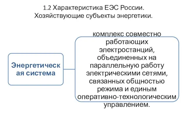 1.2 Характеристика ЕЭС России. Хозяйствующие субъекты энергетики.