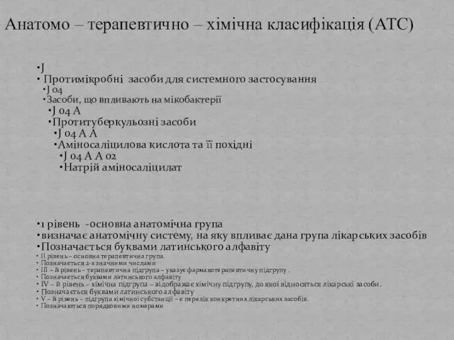 J Протимікробні засоби для системного застосування J 04 Засоби, що впливають