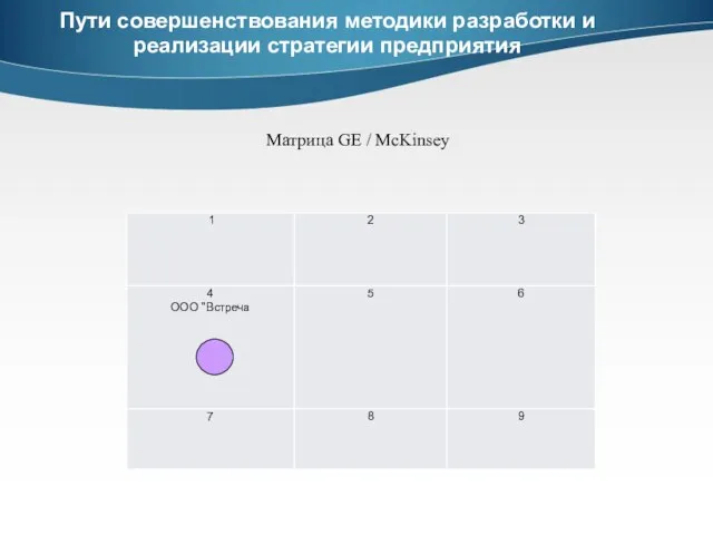 Пути совершенствования методики разработки и реализации стратегии предприятия Матрица GE / McKinsey