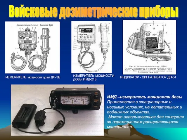 Войсковые дозиметрические приборы ИЗМЕРИТЕЛЬ мощности дозы ДП-3Б ИЗМЕРИТЕЛЬ МОЩНОСТИ ДОЗЫ ИМД-21Б