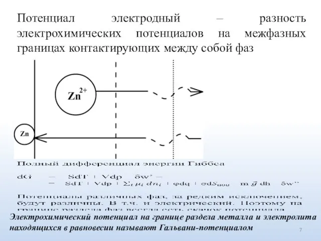 Потенциал электродный – разность электрохимических потенциалов на межфазных границах контактирующих между