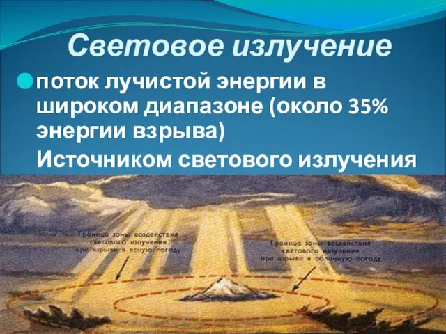 Световое излучение поток лучистой энергии в широком диапазоне (около 35% энергии