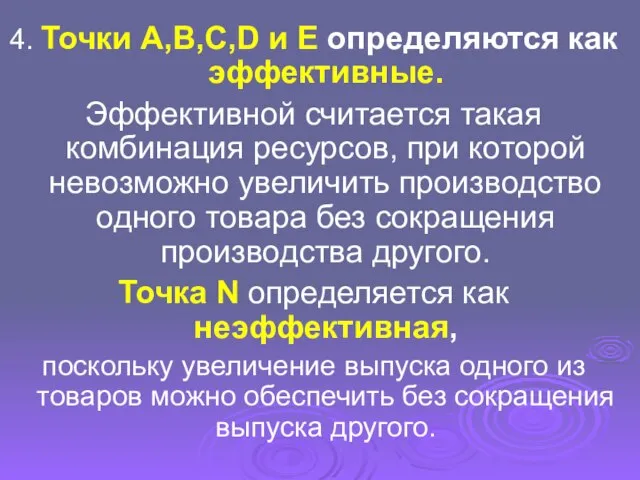 4. Точки A,B,C,D и Е определяются как эффективные. Эффективной считается такая