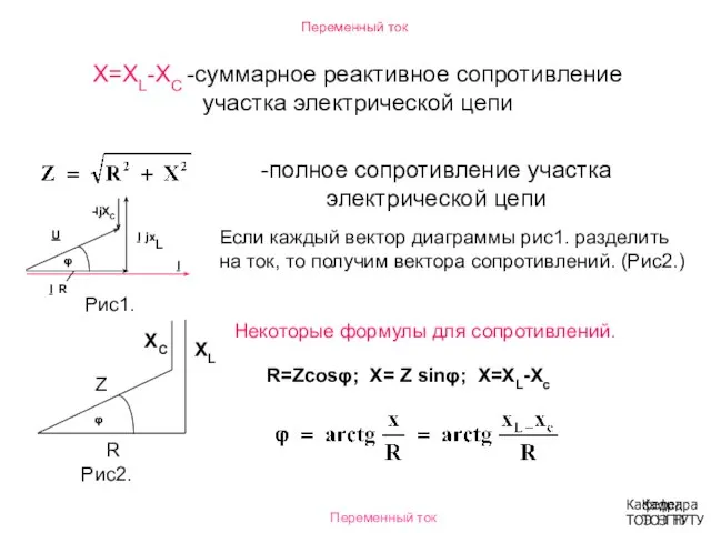 X=XL-XC -суммарное реактивное сопротивление участка электрической цепи -полное сопротивление участка электрической