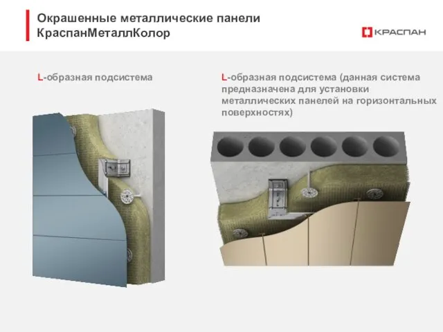 Окрашенные металлические панели КраспанМеталлКолор L-образная подсистема L-образная подсистема (данная система предназначена