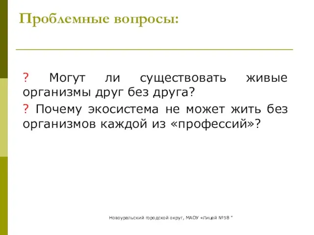 Проблемные вопросы: ? Могут ли существовать живые организмы друг без друга?