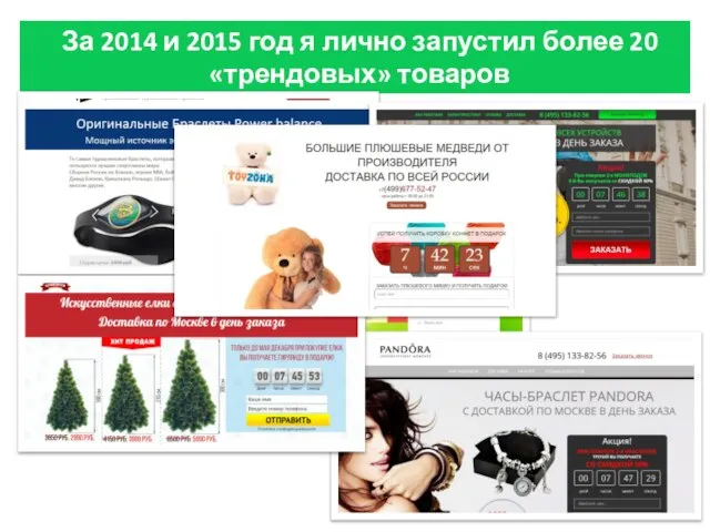 За 2014 и 2015 год я лично запустил более 20 «трендовых» товаров