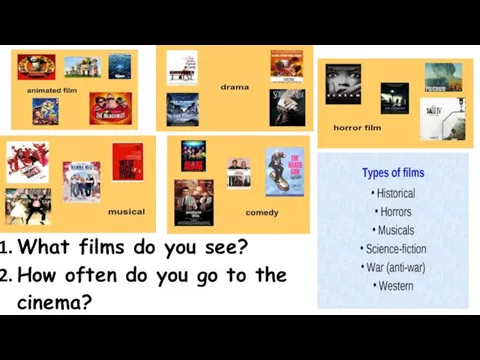 What films do you see? How often do you go to the cinema?