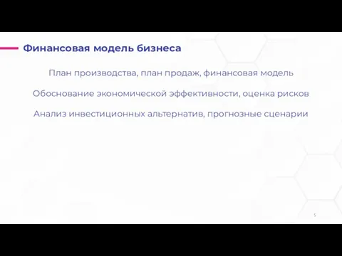 Финансовая модель бизнеса План производства, план продаж, финансовая модель Обоснование экономической