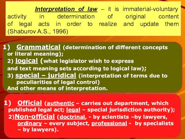 Interpretation of law – it is immaterial-voluntary activity in determination of