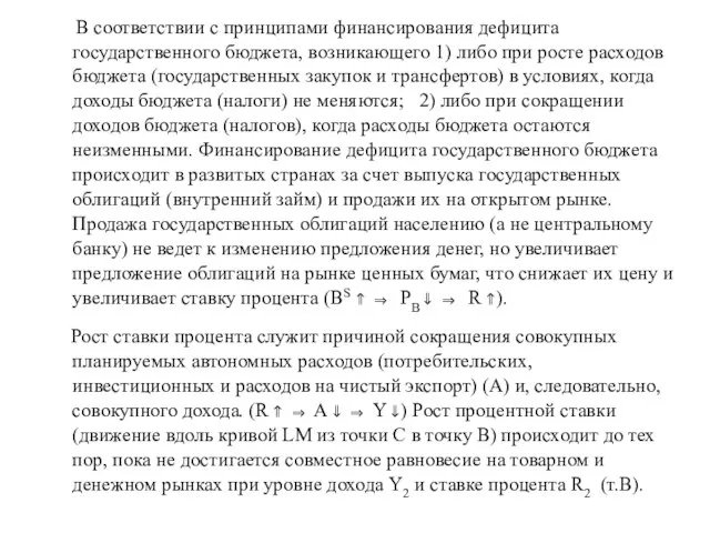 В соответствии с принципами финансирования дефицита государственного бюджета, возникающего 1) либо