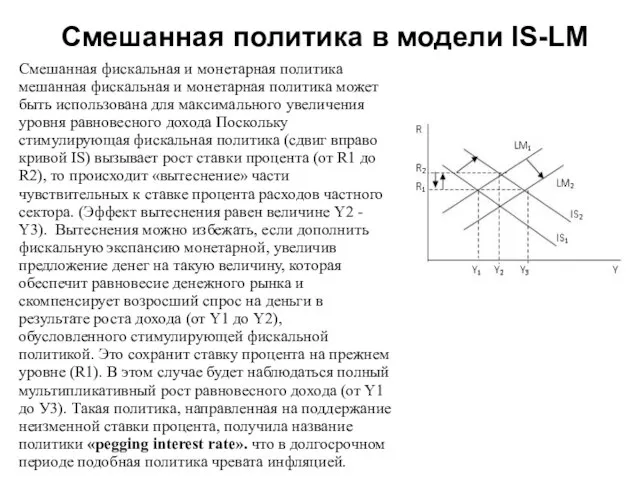 Смешанная политика в модели IS-LM Смешанная фискальная и монетарная политика мешанная