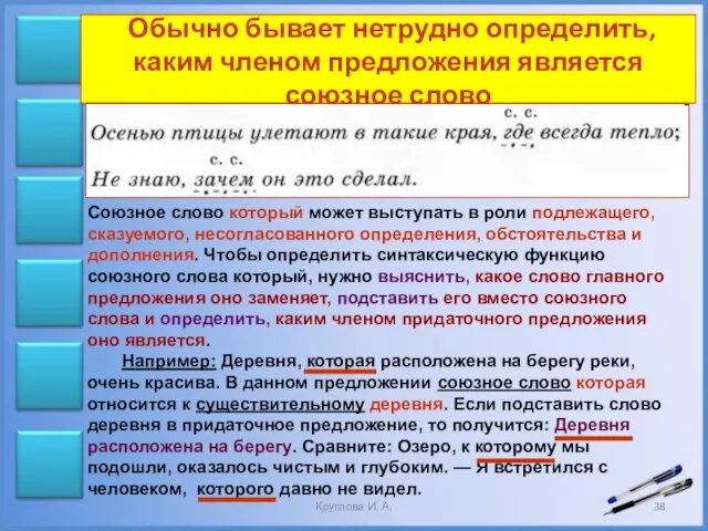 Обычно бывает нетрудно определить, каким членом предложения является союзное слово Союзное