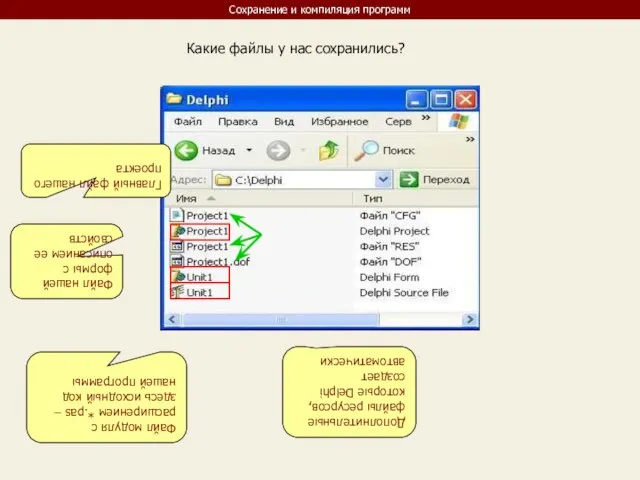 Сохранение и компиляция программ Какие файлы у нас сохранились? Файл модуля