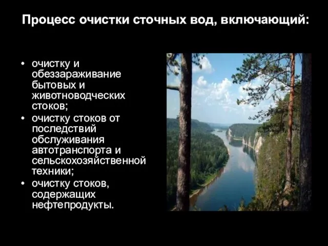 Процесс очистки сточных вод, включающий: очистку и обеззараживание бытовых и животноводческих