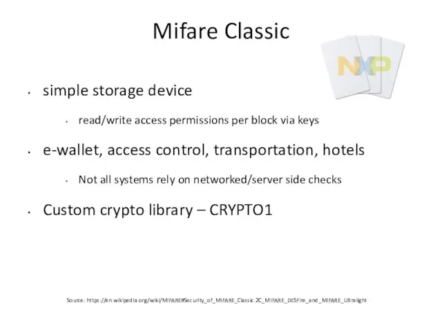 Mifare Classic simple storage device read/write access permissions per block via