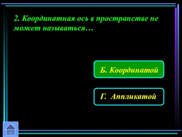 2. Координатная ось в пространстве не может называться…