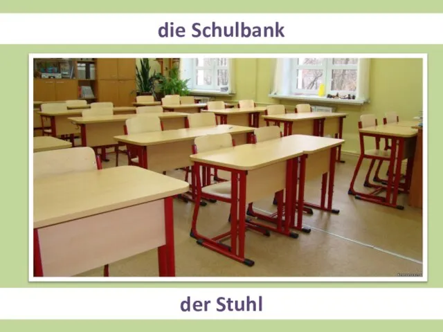 die Schulbank der Stuhl