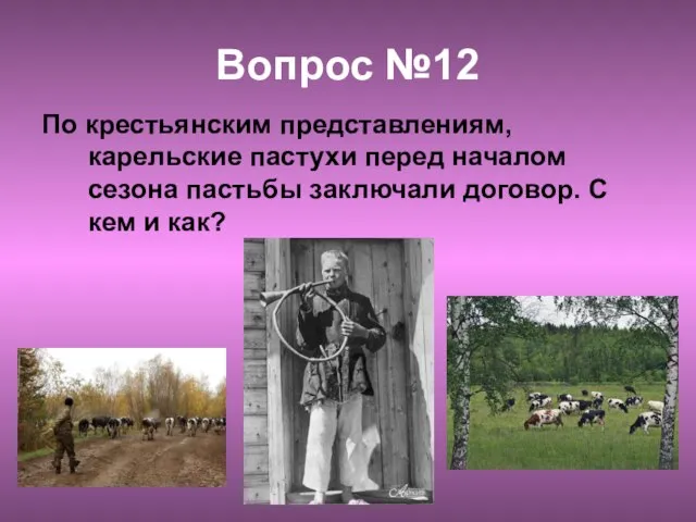 Вопрос №12 По крестьянским представлениям, карельские пастухи перед началом сезона пастьбы