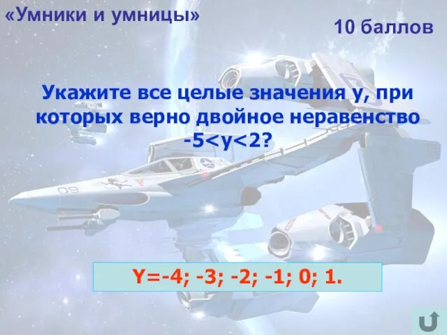 «Умники и умницы» 10 баллов Укажите все целые значения y, при