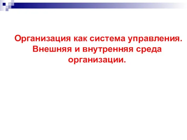 Организация как система управления. Внешняя и внутренняя среда организации.