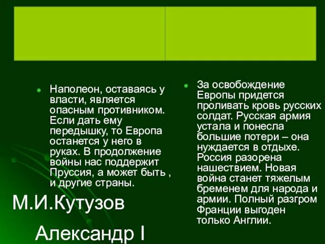 Продолжать ли войну после изгнания Наполеона из России? За освобождение Европы