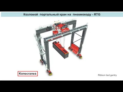 Козловой портальный кран на пневмоходу - RTG Konecranes Ribbon tied gantry