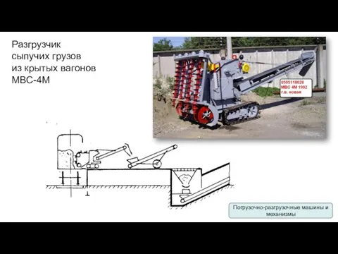 Разгрузчик сыпучих грузов из крытых вагонов МВС-4М Погрузочно-разгрузочные машины и механизмы