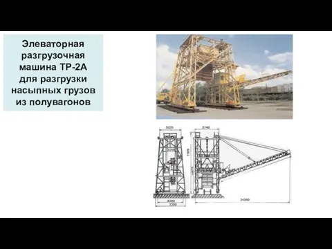 Элеваторная разгрузочная машина ТР-2А для разгрузки насыпных грузов из полувагонов