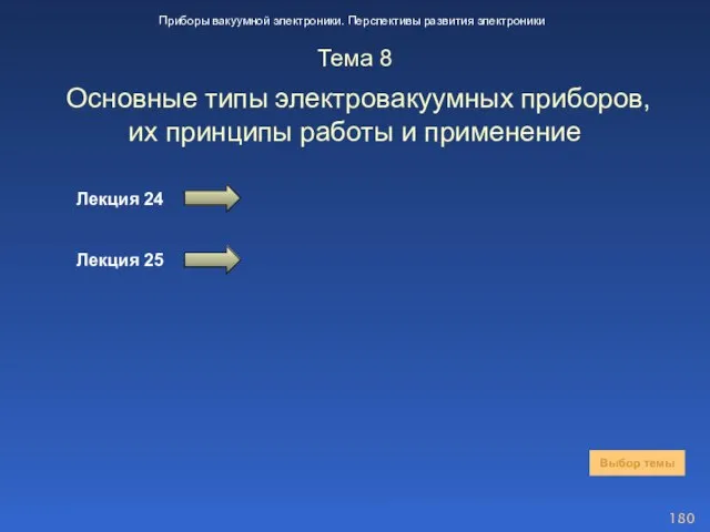 Тема 8 Основные типы электровакуумных приборов, их принципы работы и применение