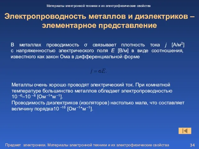 Предмет электроники. Материалы электронной техники и их электрофизические свойства Электропроводность металлов