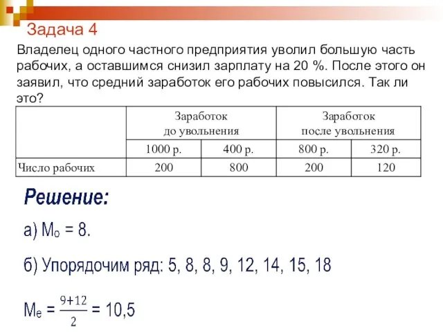 Задача 4 Владелец одного частного предприятия уволил большую часть рабочих, а