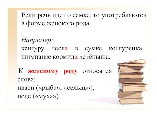 Если речь идет о самке, то употребляются в форме женского рода.