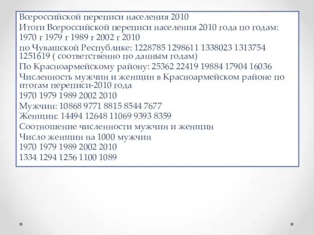 Всероссийской переписи населения 2010 Итоги Всероссийской переписи населения 2010 года по