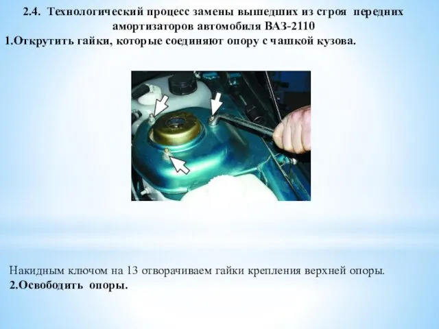 2.4. Технологический процесс замены вышедших из строя передних амортизаторов автомобиля ВАЗ-2110