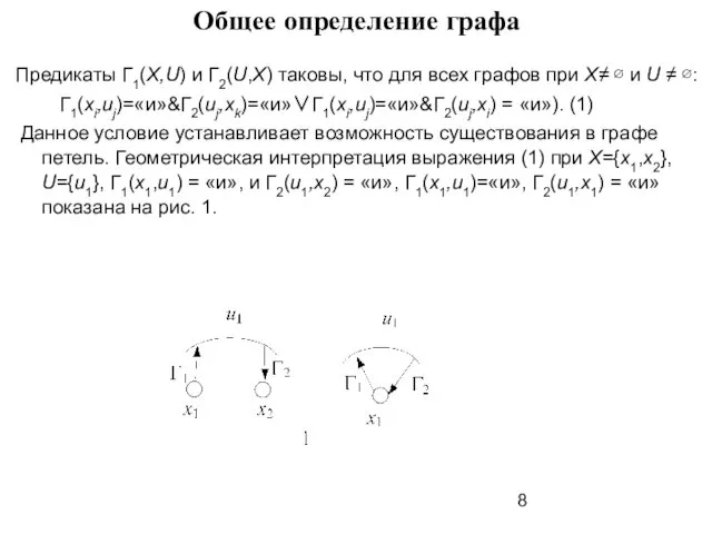 Общее определение графа Предикаты Г1(X,U) и Г2(U,X) таковы, что для всех