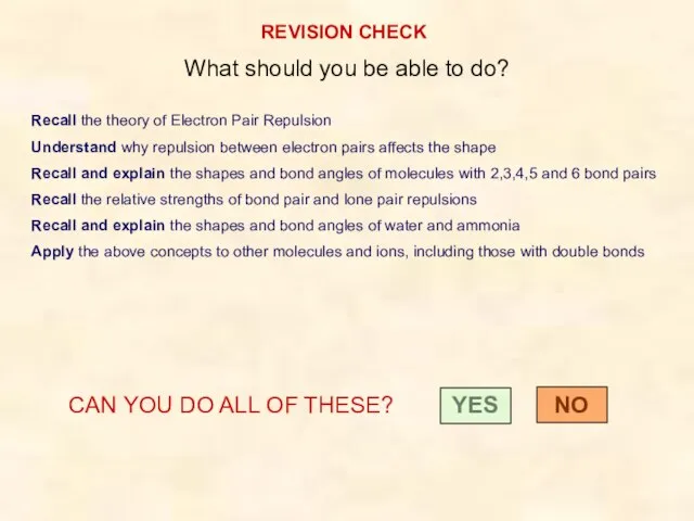 REVISION CHECK What should you be able to do? Recall the