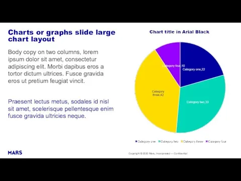 Charts or graphs slide large chart layout Body copy on two