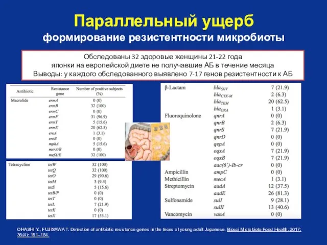 Параллельный ущерб формирование резистентности микробиоты OHASHI Y., FUJISAWA T. Detection of