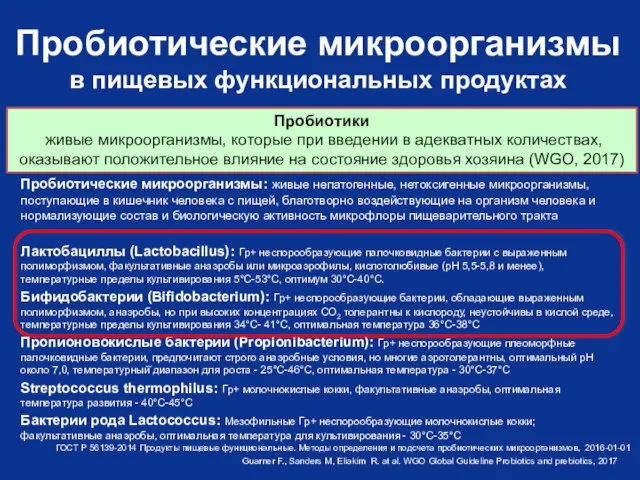 Пробиотические микроорганизмы в пищевых функциональных продуктах Пробиотические микроорганизмы: живые непатогенные, нетоксигенные