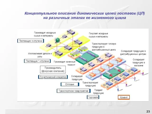 Концептуальное описание динамических цепей поставок (ЦП) на различных этапах ее жизненного цикла