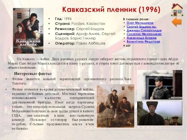 Кавказский пленник (1996) Год: 1996 Страна: Россия, Казахстан Режиссер: Сергей Бодров