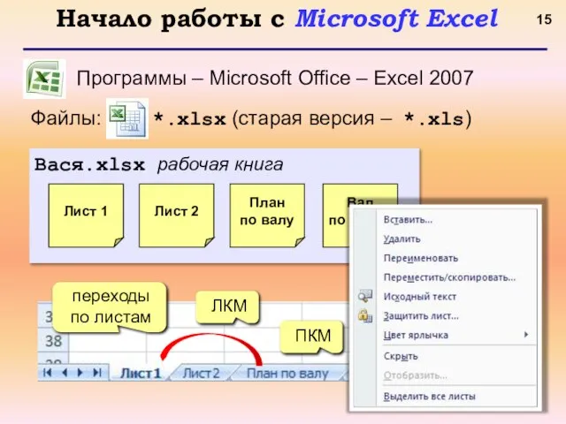 Начало работы с Microsoft Excel Программы – Microsoft Office – Excel